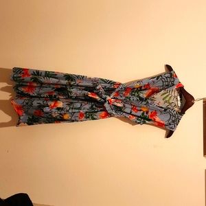 MNG Strippe floral dress